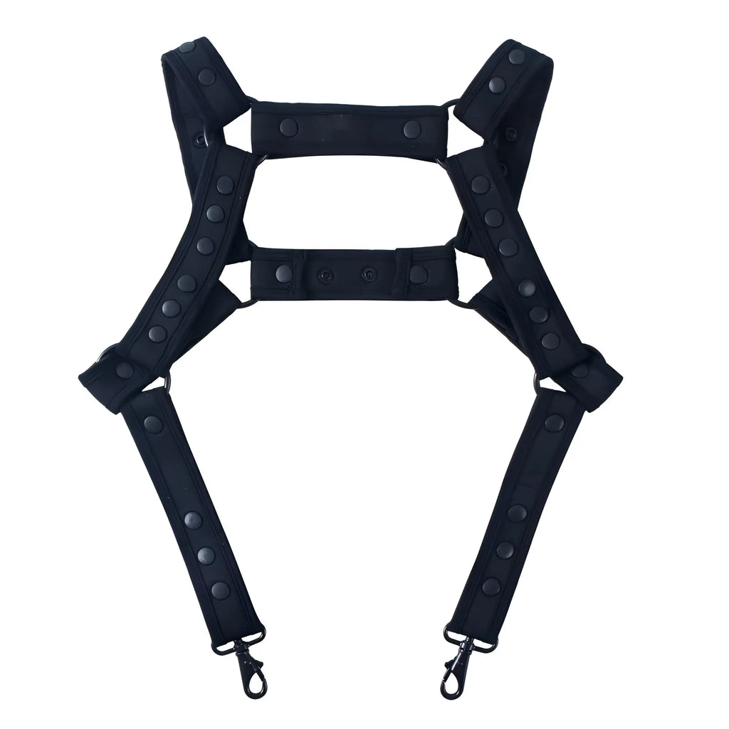 Black fizx harness tactical style with adjustable straps and metal clasps for secure fit