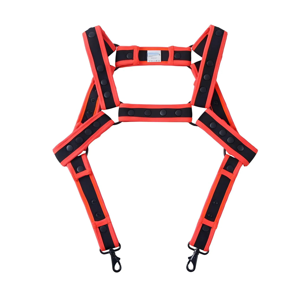 Fizx harness bright orange and black reflective safety harness with adjustable straps and metal hooks for secure fit