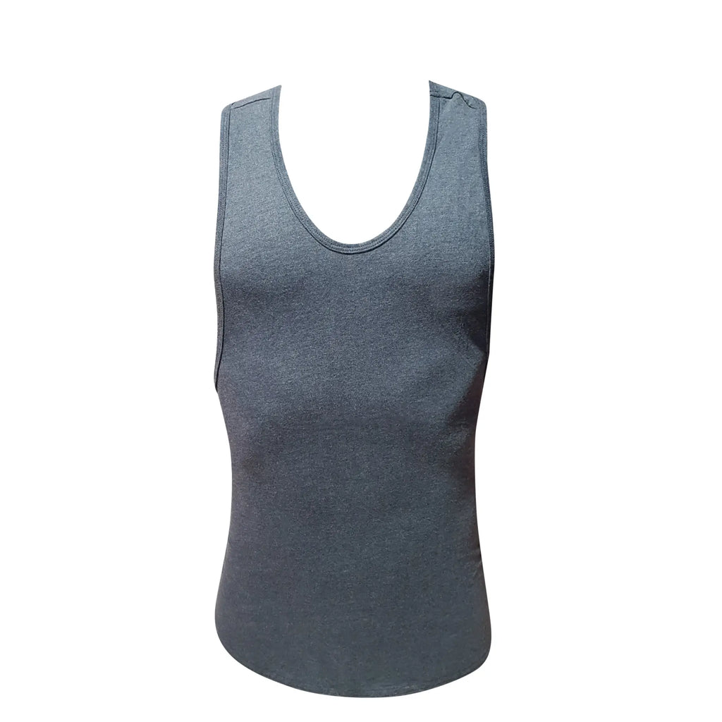 FIZX tank top dark gray sleeveless ribbed trim rounded neckline comfortable casual wear