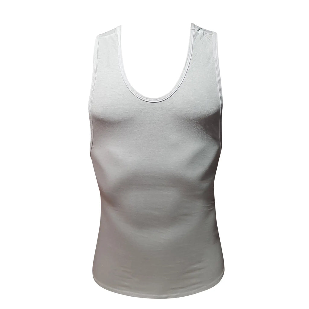 White sleeveless fitted tank top with rounded neckline by fizx, perfect for casual and athletic wear