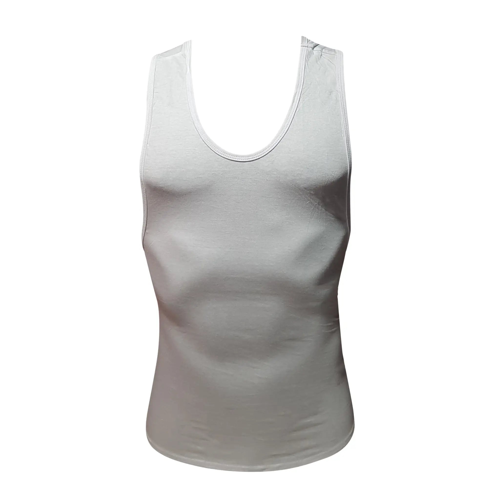 White sleeveless fitted tank top with rounded neckline by fizx, perfect for casual and athletic wear