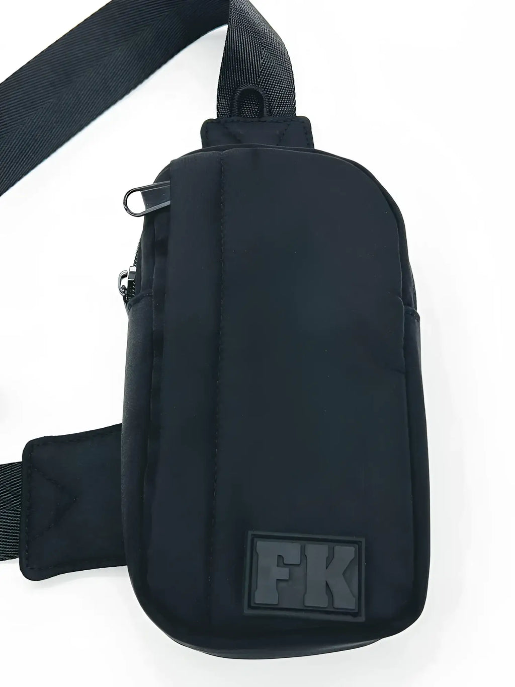 Black fk brand fk sport crossbody bag with sleek minimalist design and durable fabric for everyday use