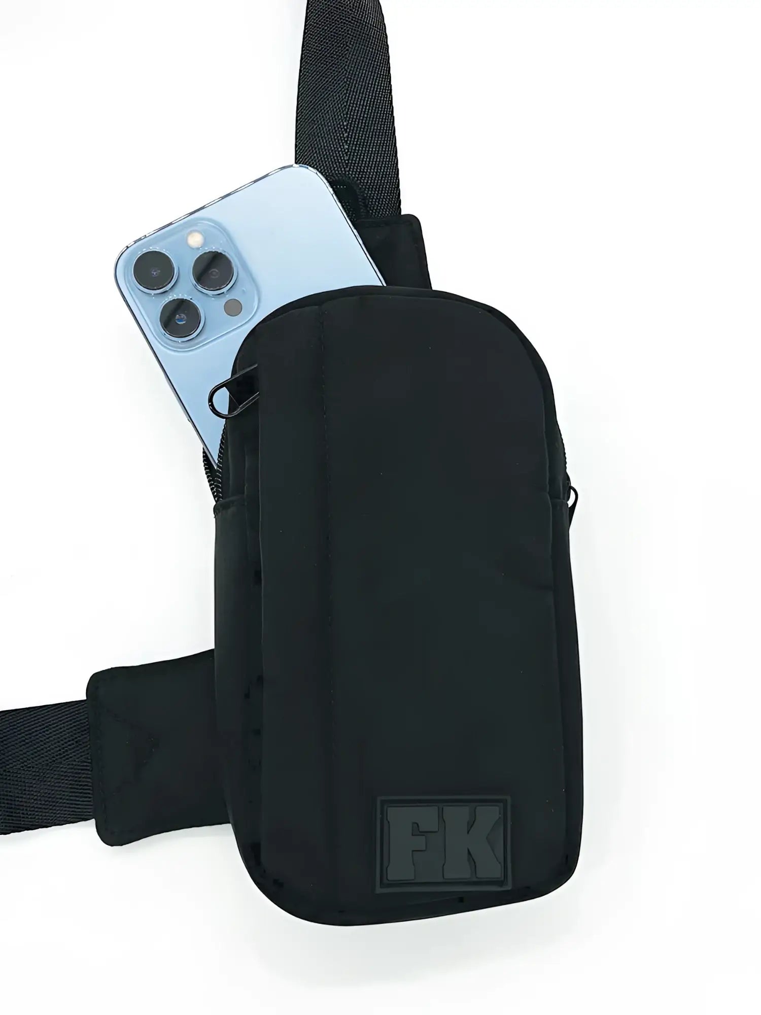 Black fk sport crossbody bag with sleek minimalist design and durable fabric for everyday use