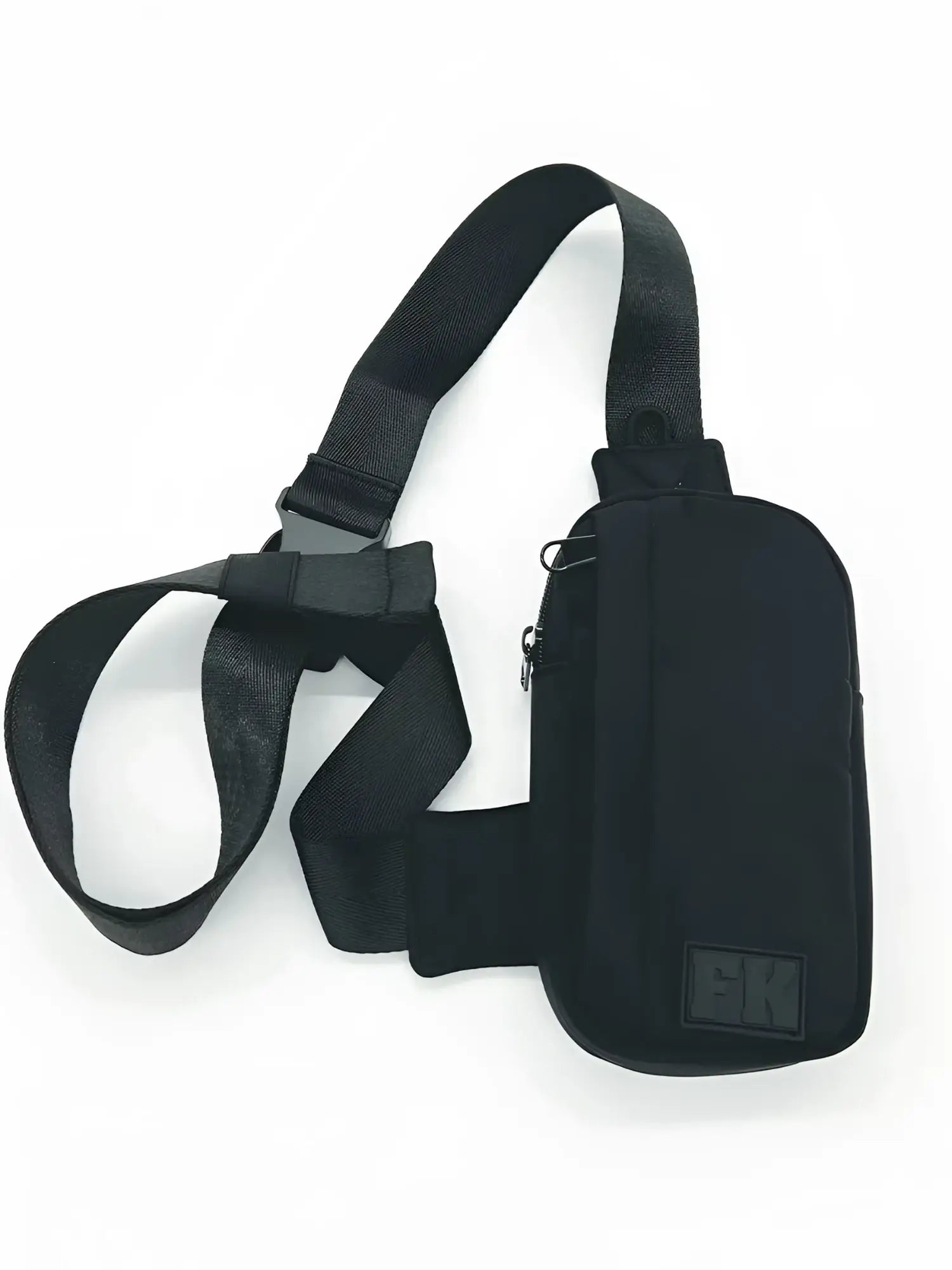 Black nylon fk sport crossbody bag with adjustable strap and zipper closure perfect for daily use