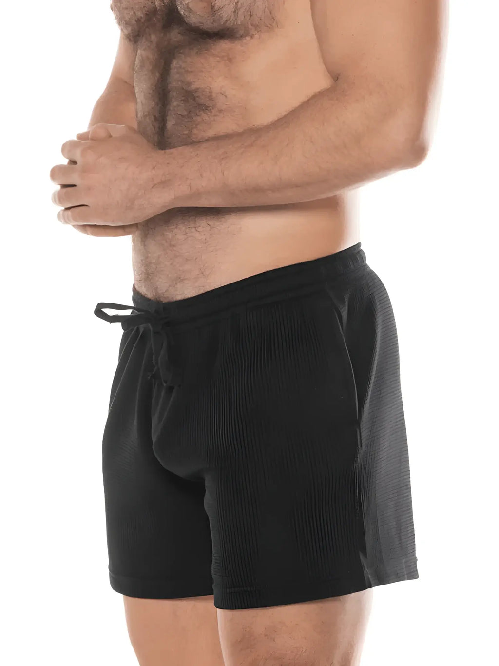 Black FK SPORT Swinger shorts with drawstring waistband and side pockets designed for athletic use