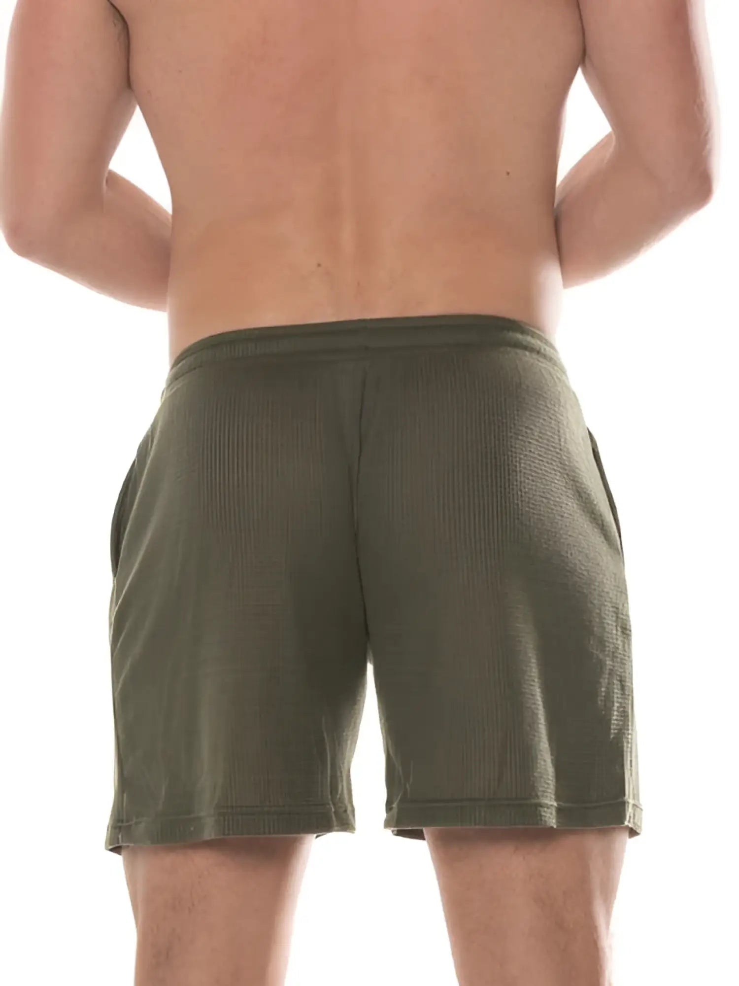 Olive green waffle-knit FK sport swinger shorts designed for comfortable athletic wear