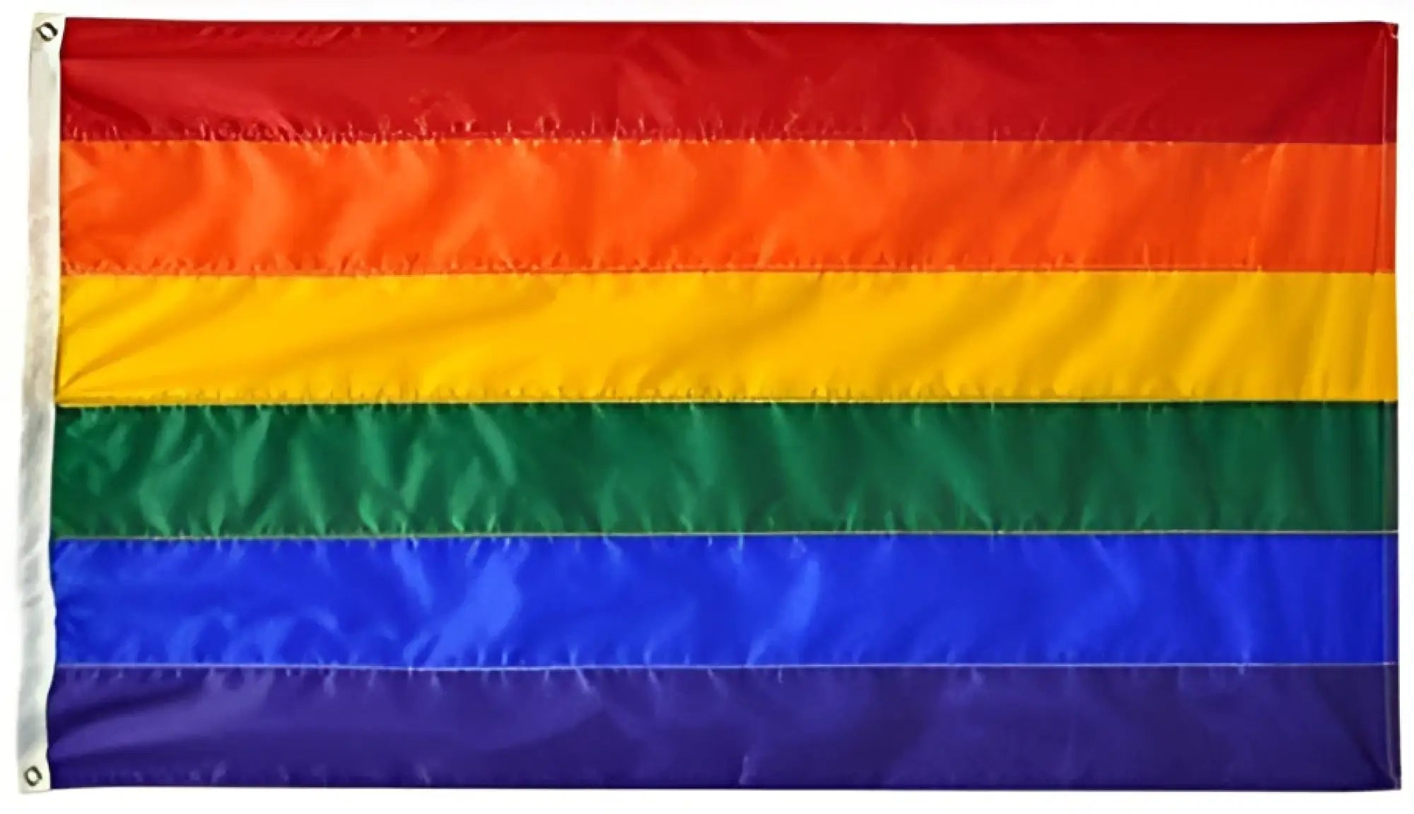 Pride flag with six horizontal rainbow stripes red orange yellow green blue and violet for lgbtq display