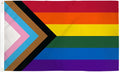 Flag progress pride with a vibrant multi-colored rainbow design featuring diagonal stripes and an arrowhead pattern