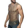 Flamboyant tank top sleeveless metallic chainmail with dark gray mesh design and interlocking links