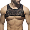 Black lace tank top flowery lace harness with floral pattern and solid black trim for stylish layering