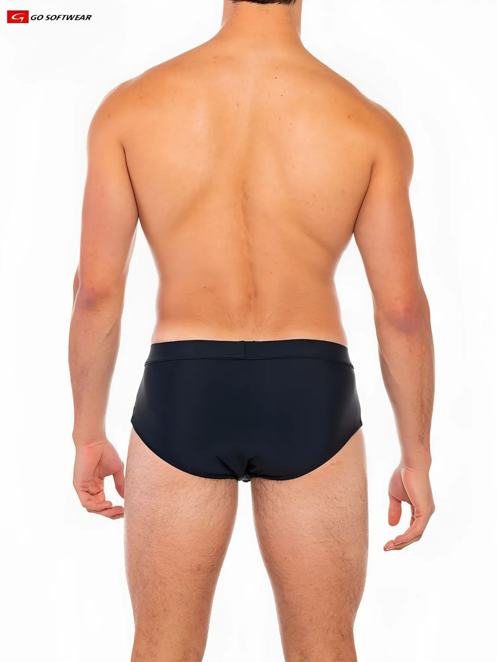 Black Folsom swim brief with smooth form-fitting design made for comfortable swimming and beach use