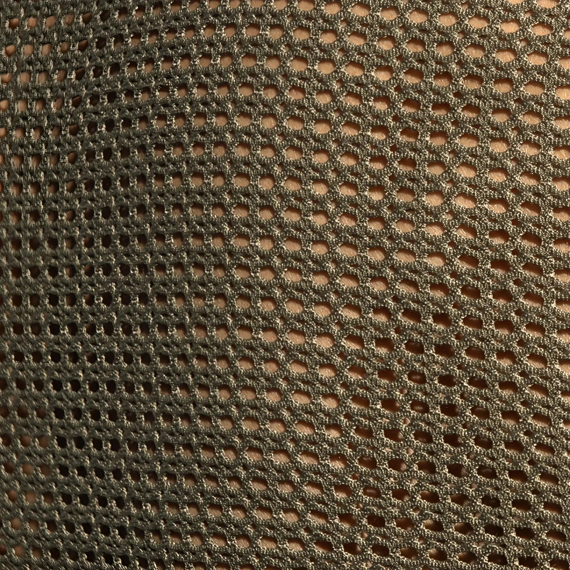Olive green mesh fabric with interlocking hexagonal pattern on formentera retro tank top