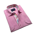 Freddy l s buttondown pink linen shirt with floral inner lining and collar featuring sunny brand label