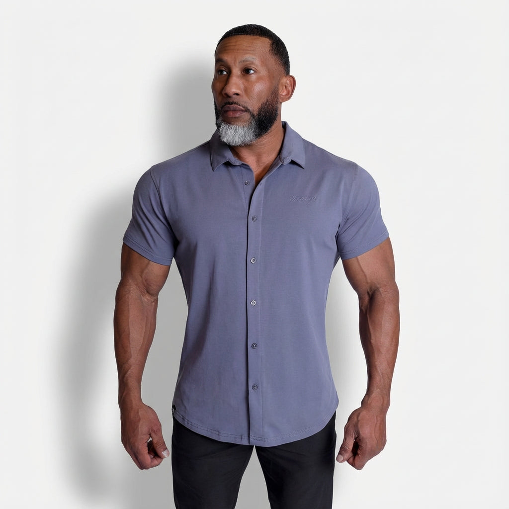 Jed North Men's Muscle-Fit Stretch Short Sleeve Shirt - Storm Gray