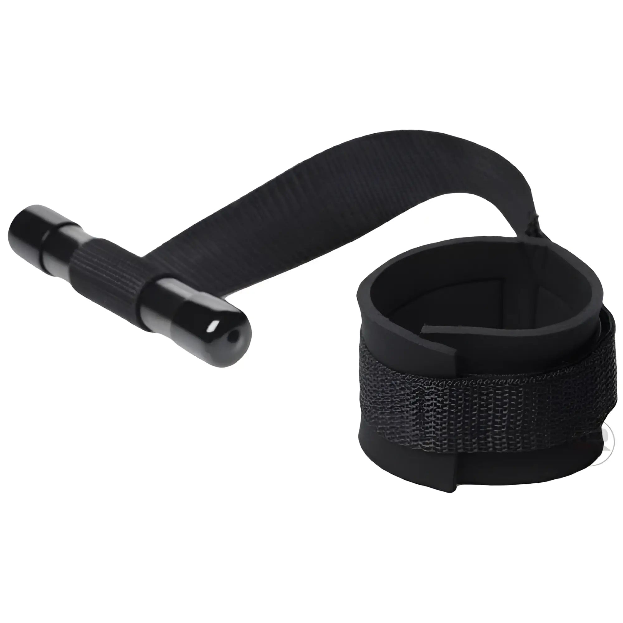 Frisky Over the Door Entryway Restraints in black, featuring a padded cuff connected by a strap to a door anchor.