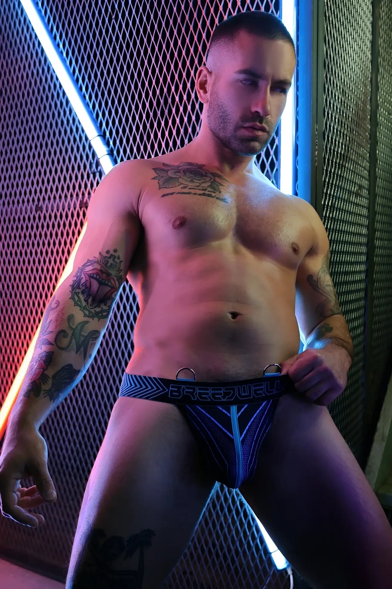 Blue and black patterned breathable briefs with sleek modern design from futura jock for active comfort