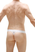 White thong underwear g-string chanac net white with smooth seamless design and narrow waistband shown from the back