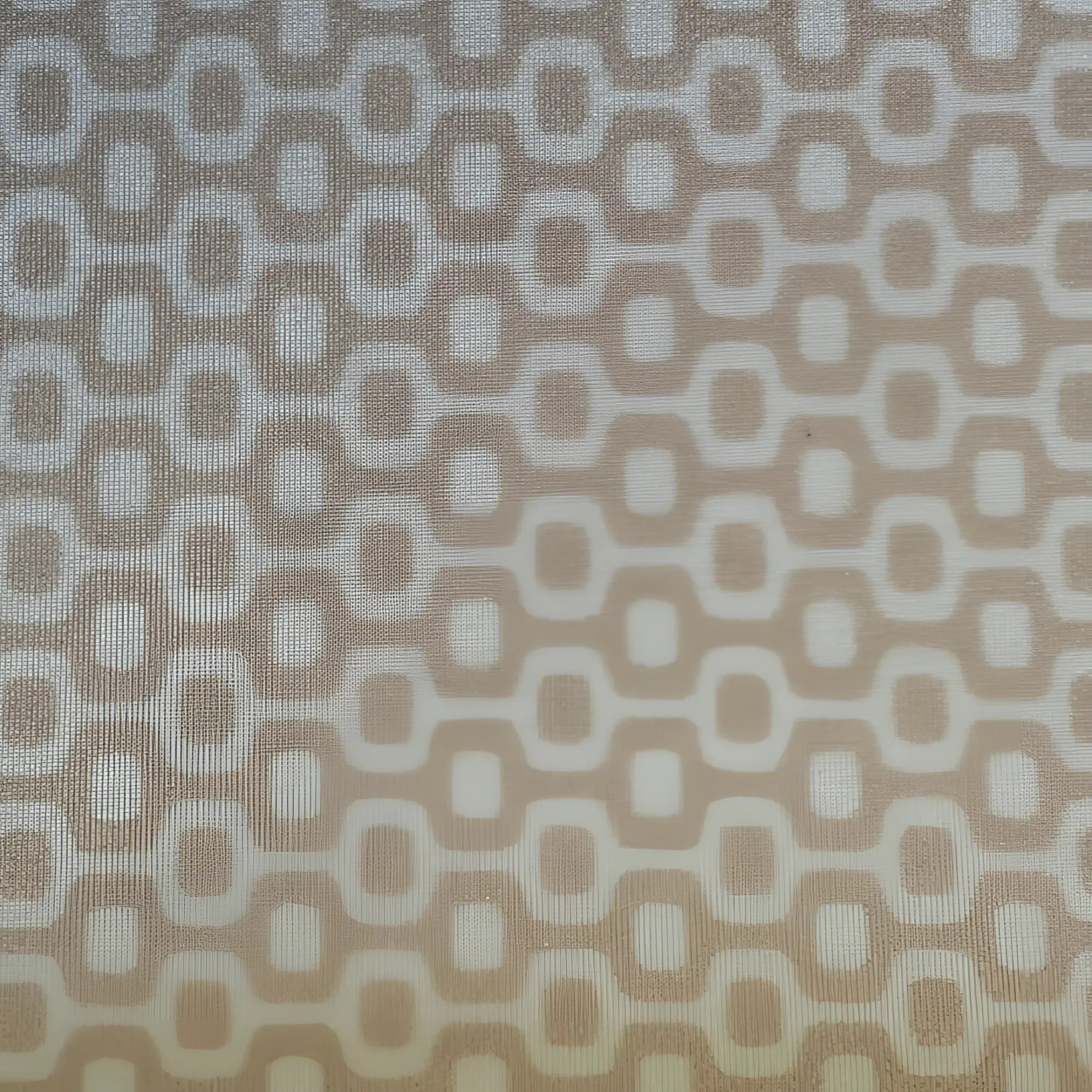 Beige and off-white geometric patterned fabric with interlocking ovals on galão creme sunga designer swim shorts
