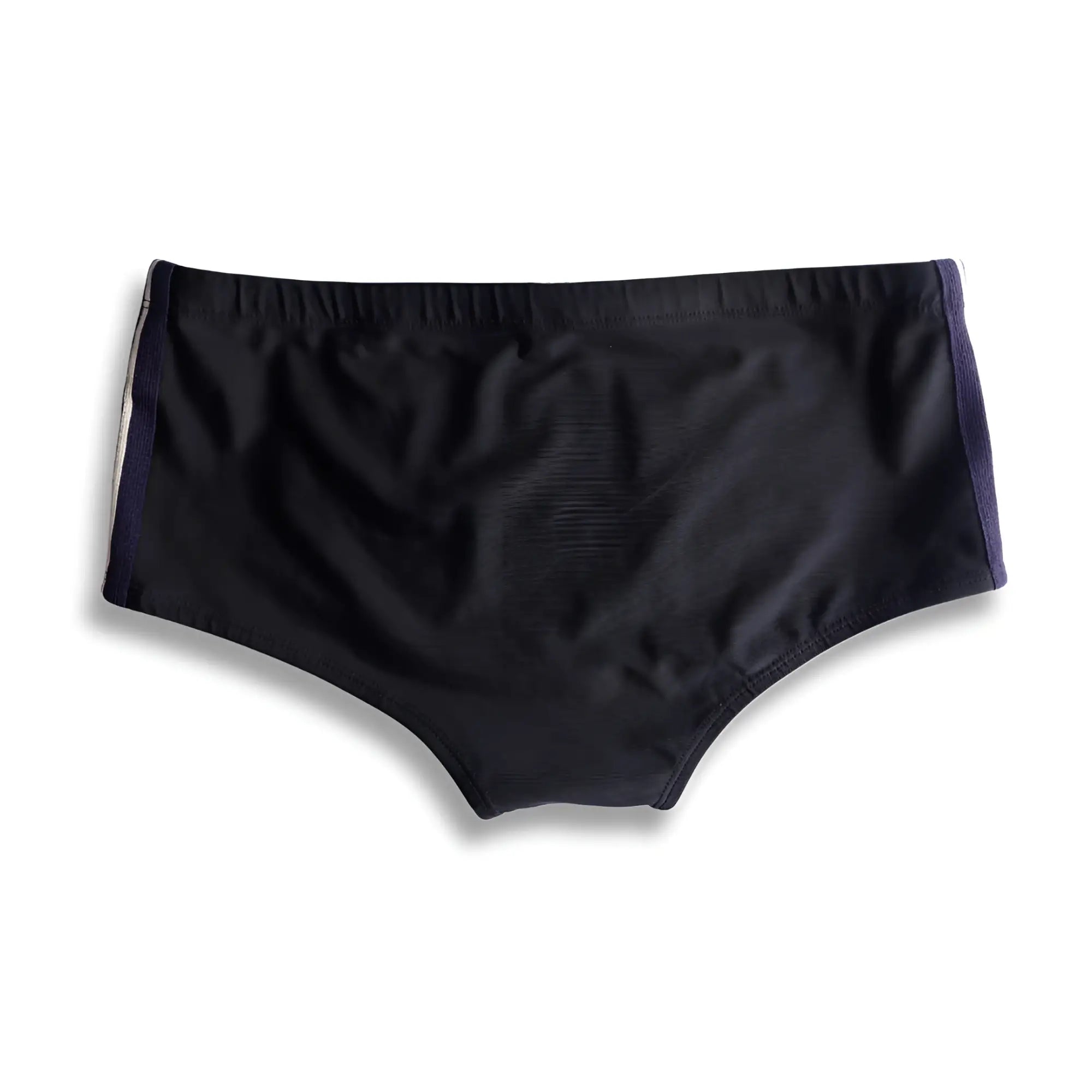 Black swim trunks galão preto sunga with navy blue side panels designer swim shorts for beachwear