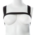 Black strap bralette gender fluid billie harness single band in black with sleek minimalist design for l to xxl sizes