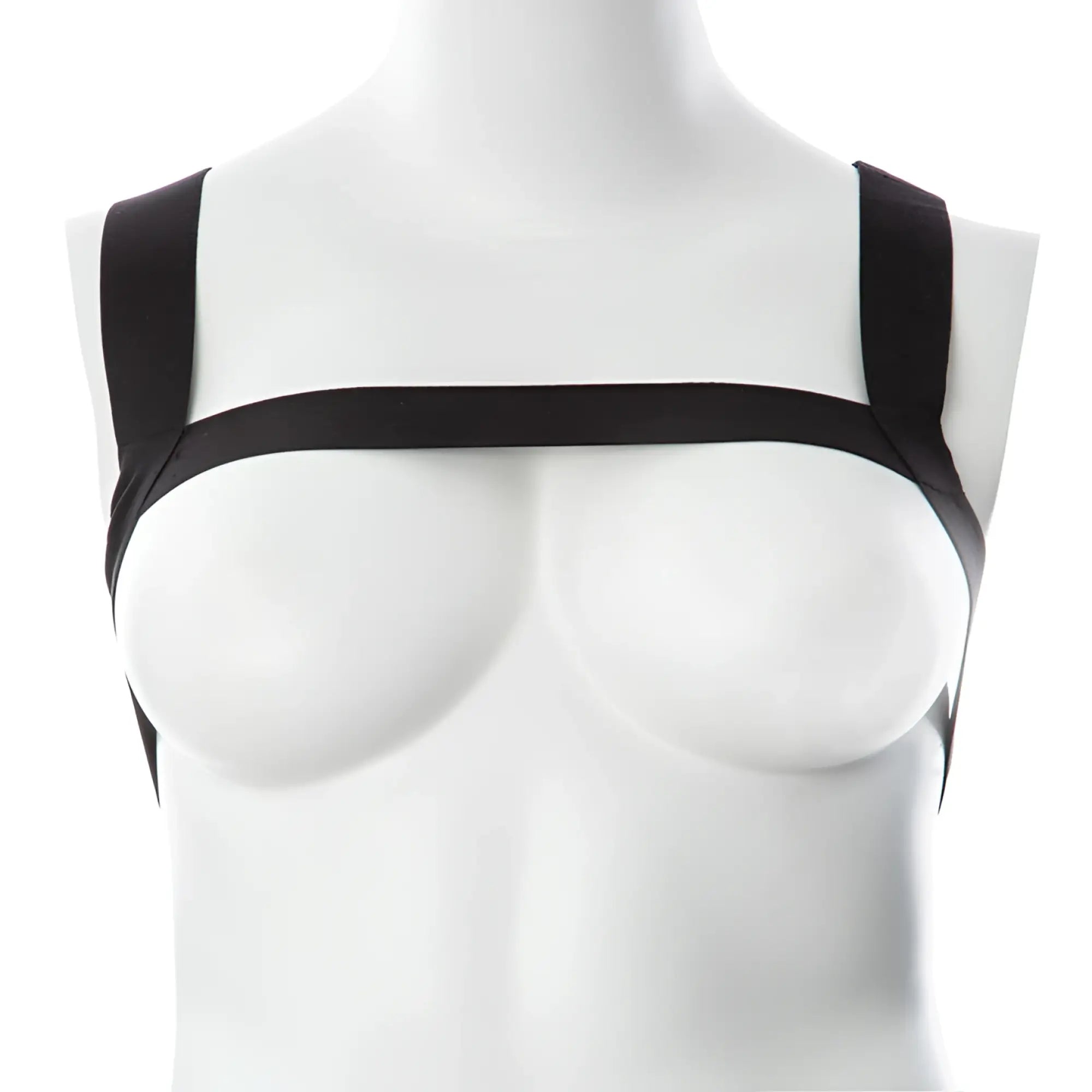 Black strap bralette gender fluid billie harness single band in black with sleek minimalist design for l to xxl sizes