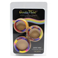 Set of three rainbow tie-dye gender fluid grip me tension rings packaged for sale