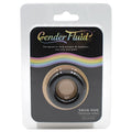 Black gender fluid snug hug tension ring with a smooth glossy finish and beige inner ring for comfortable wear