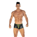 Black and olive green shiny faux leather briefs with central panel design from Gigo 2 Fetiche Green Trunk collection