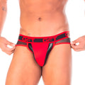 Red and black gigo 2 fetiche brief with mesh side panels made from breathable fabric for comfortable wear