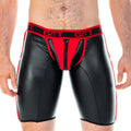 Black and red faux leather briefs with front zipper and get branded waistband gigo 2 fetiche red zipper trunk long
