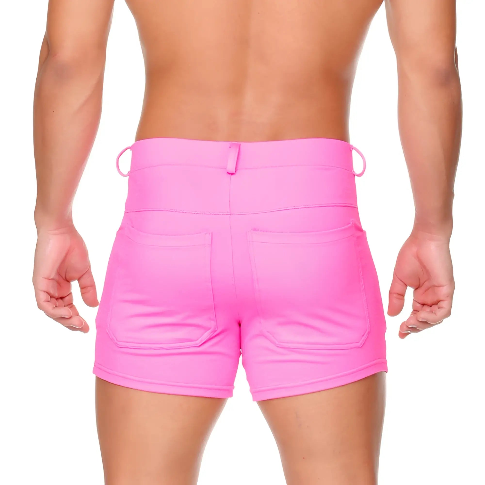 Bright pink high waisted athletic shorts with side pockets by Gigo African fucshia sexyshort for active wear