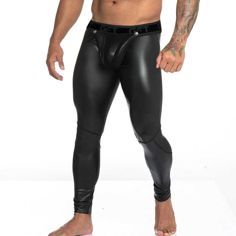 Gigo Fetish Abnehmbare Leggings aus Netzstoff mit Paspelierung, Schwarz, AFW75, Größe S