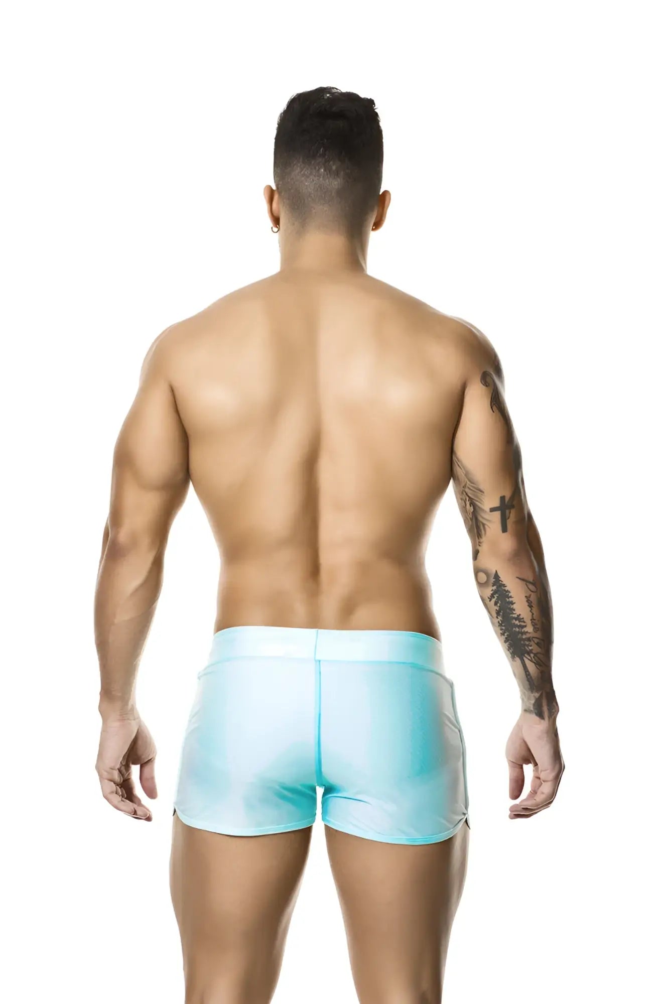 Light blue gigo basic blue shorts swimwear with smooth shiny fabric and a fitted cut size m
