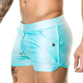 Gigo basic blue shiny light blue swimwear shorts with drawstring waist and side pockets size m