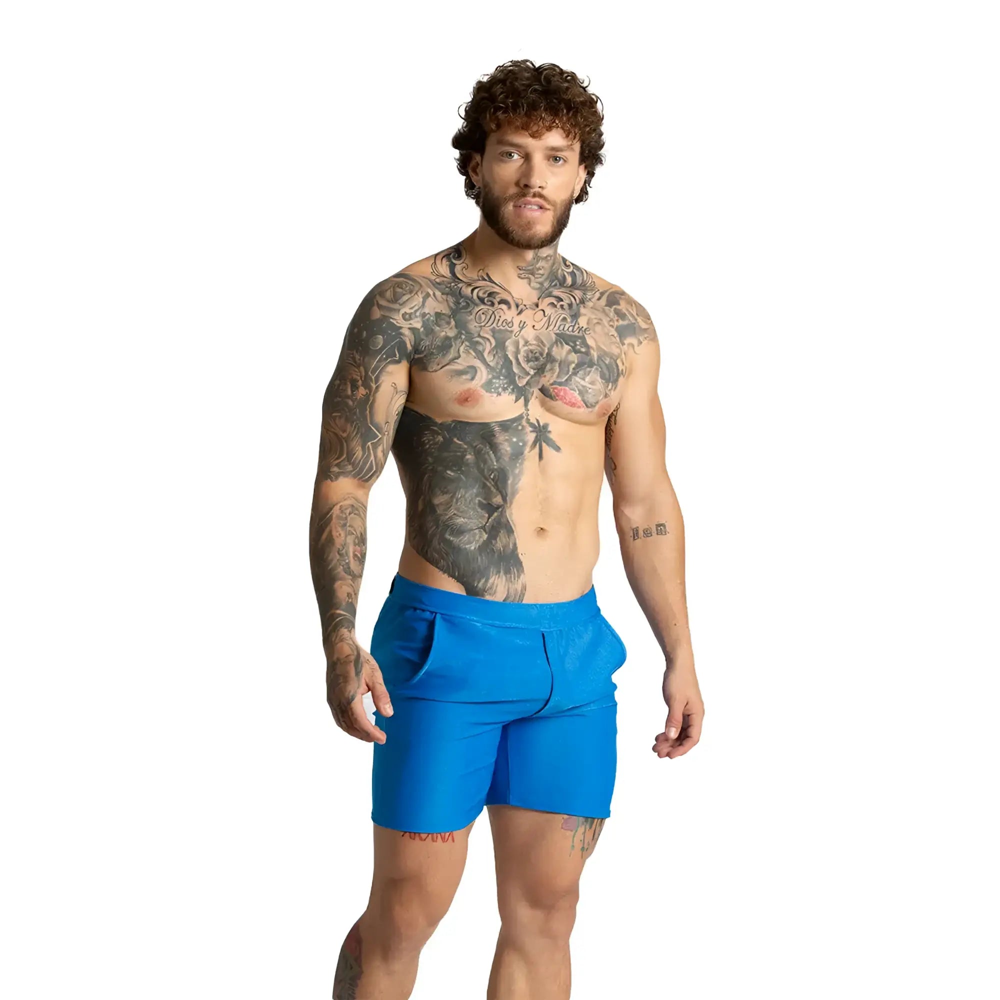 Gigo Belucci blue shorts with vibrant blue color, sleek modern design, and visible side pockets for athletic use