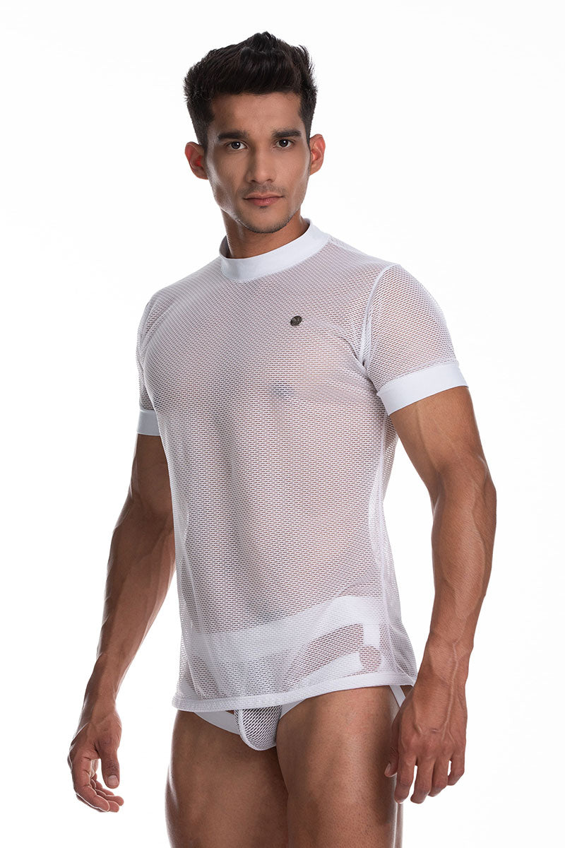 Gigo SECRECY WHITE Mesh Kurzarm-T-Shirt C25239 Größe S/M