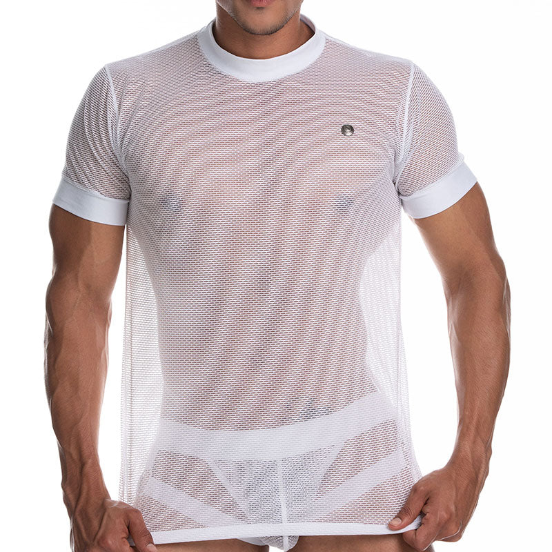 Gigo SECRECY WHITE Mesh Kurzarm-T-Shirt C25239 Größe S/M