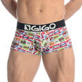 Vibrant comic book themed men’s boxer briefs with black waistband and gigo logo in white size l model g02003