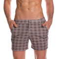 Gigo casual brown short brown and white plaid shorts with button closures for casual wear