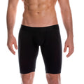 Gigo cautious black trunk long men’s boxer briefs with snug fit elastic waistband in black breathable fabric