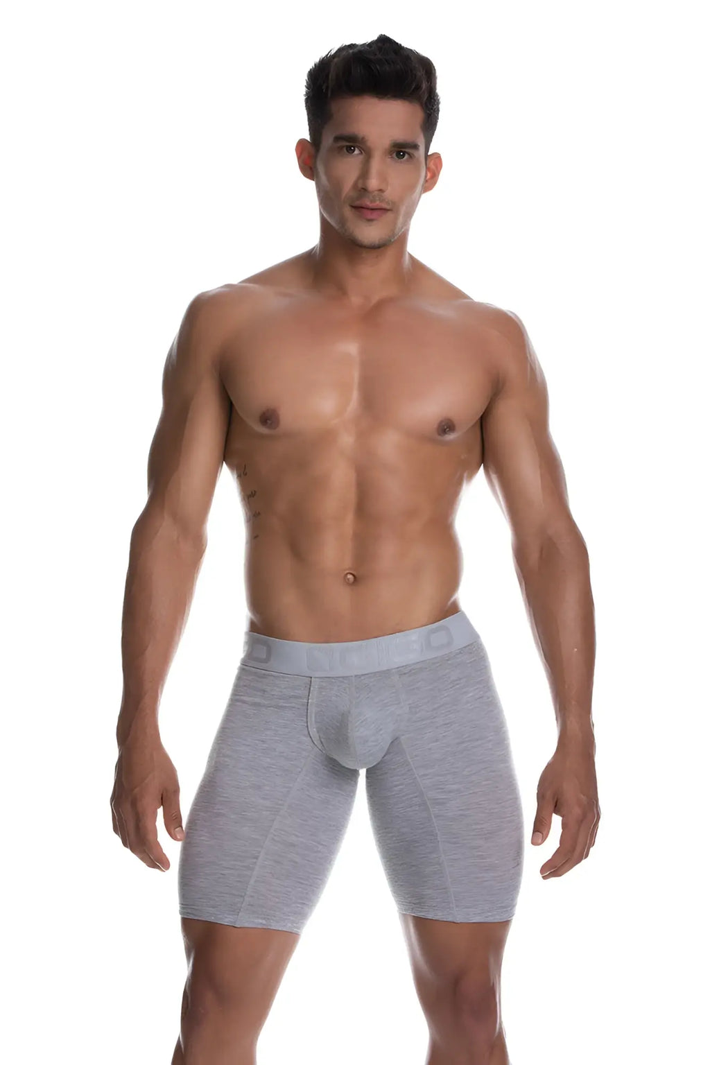 Gigo cautious grey long boxer underwear size L in gray heathered fabric with subtle elastic waistband
