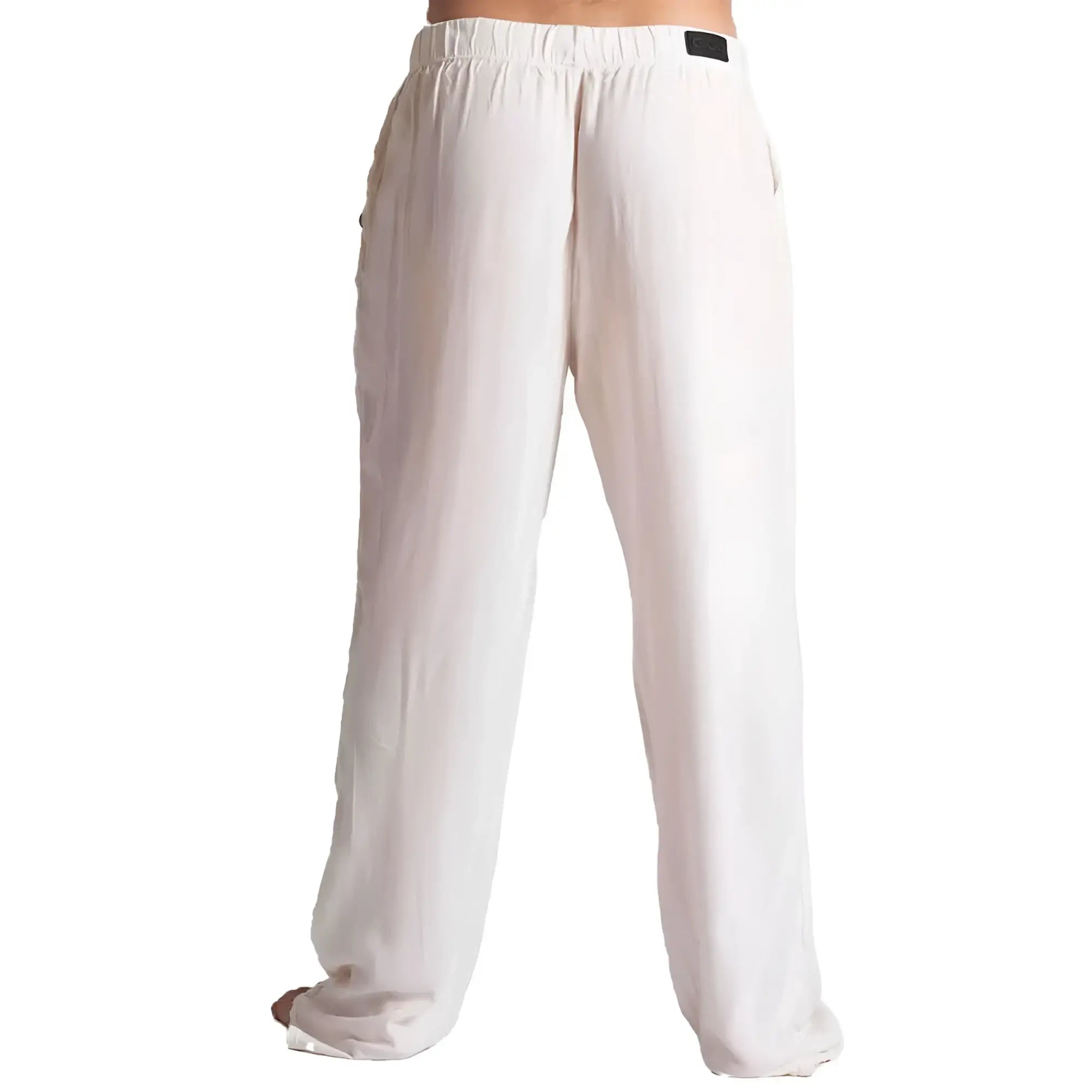 Cream-colored Gigo Chalis beige pants with elastic waistband made of soft flowing fabric for comfortable wear