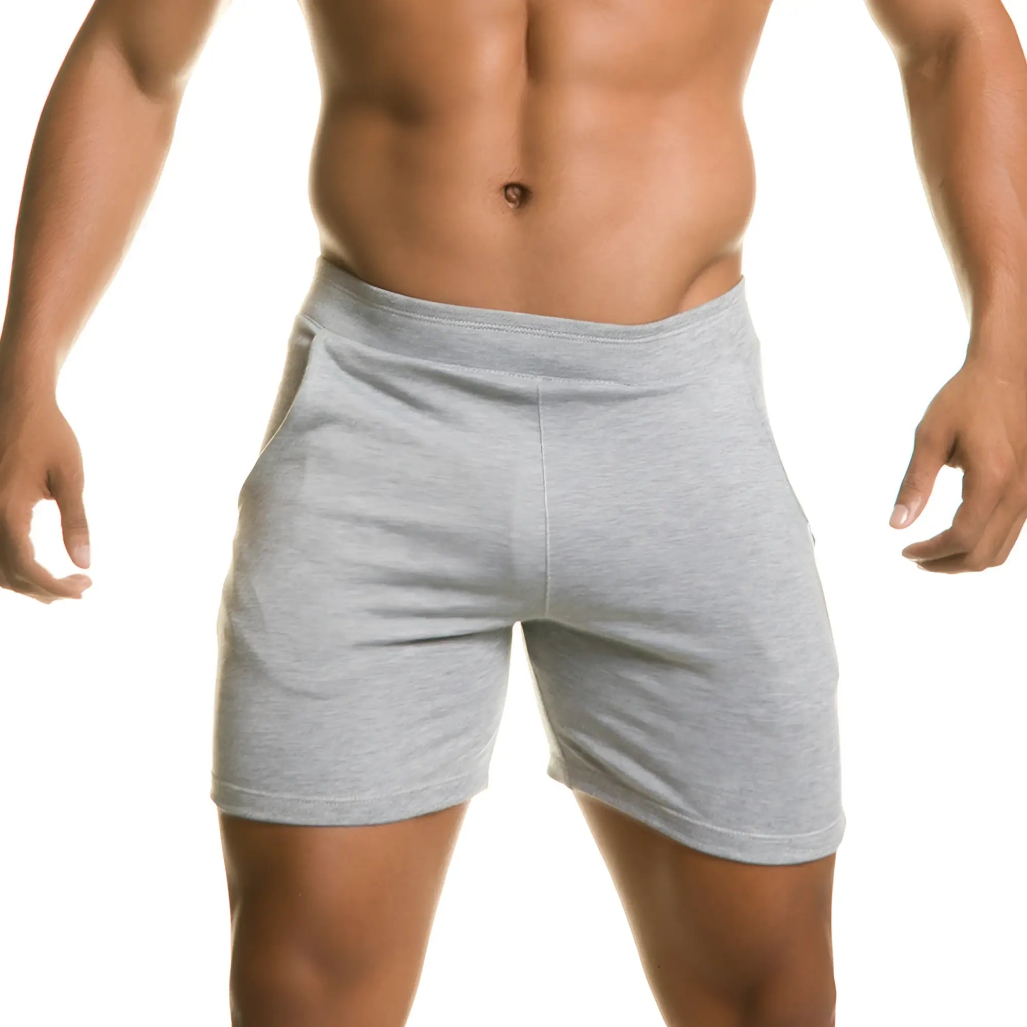 Gigo Chari gray heathered athletic shorts with elastic waistband and side pockets for comfortable wear