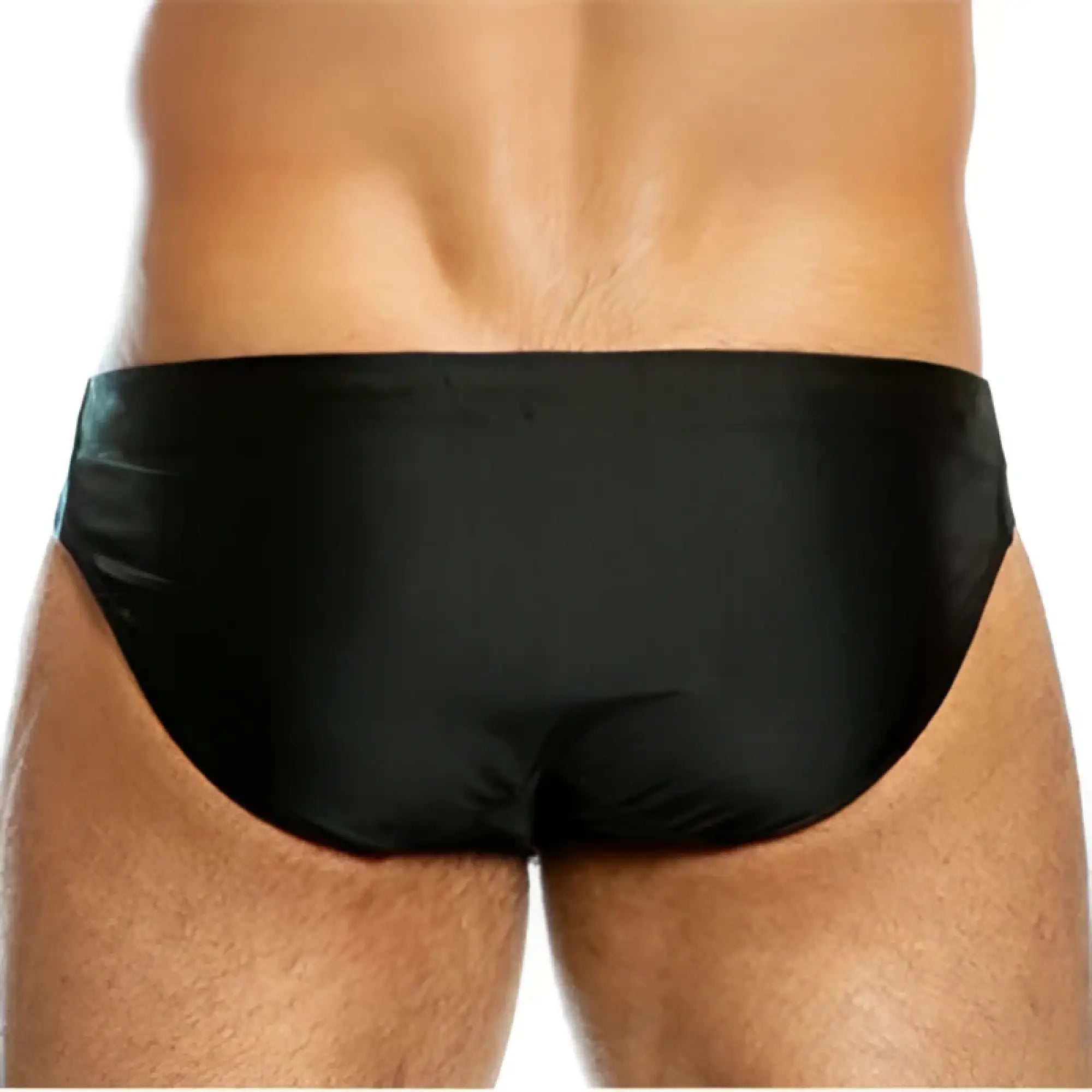 Gigo classic black satin bikini swimwear bs17 size l featuring sleek black satin swim trunks