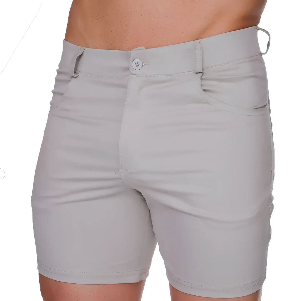 Gigo classic forever beige short light gray chino shorts with button closure and belt loops