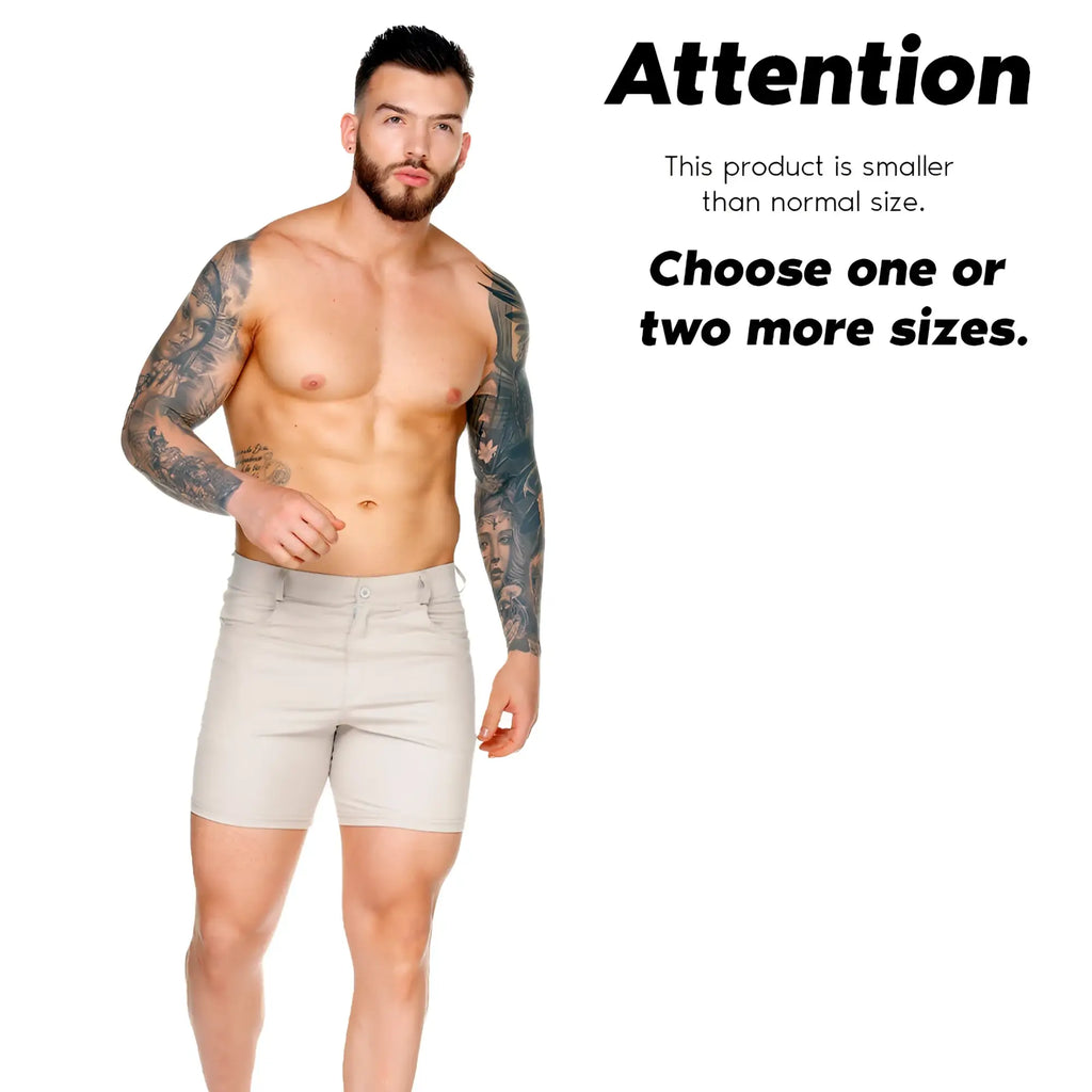 Beige men’s tailored fit shorts with classic design from gigo classic forever perfect for casual wear