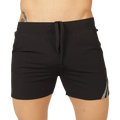 Gigo Club black athletic shorts with drawstring waistband and subtle gray side stripes for active wear