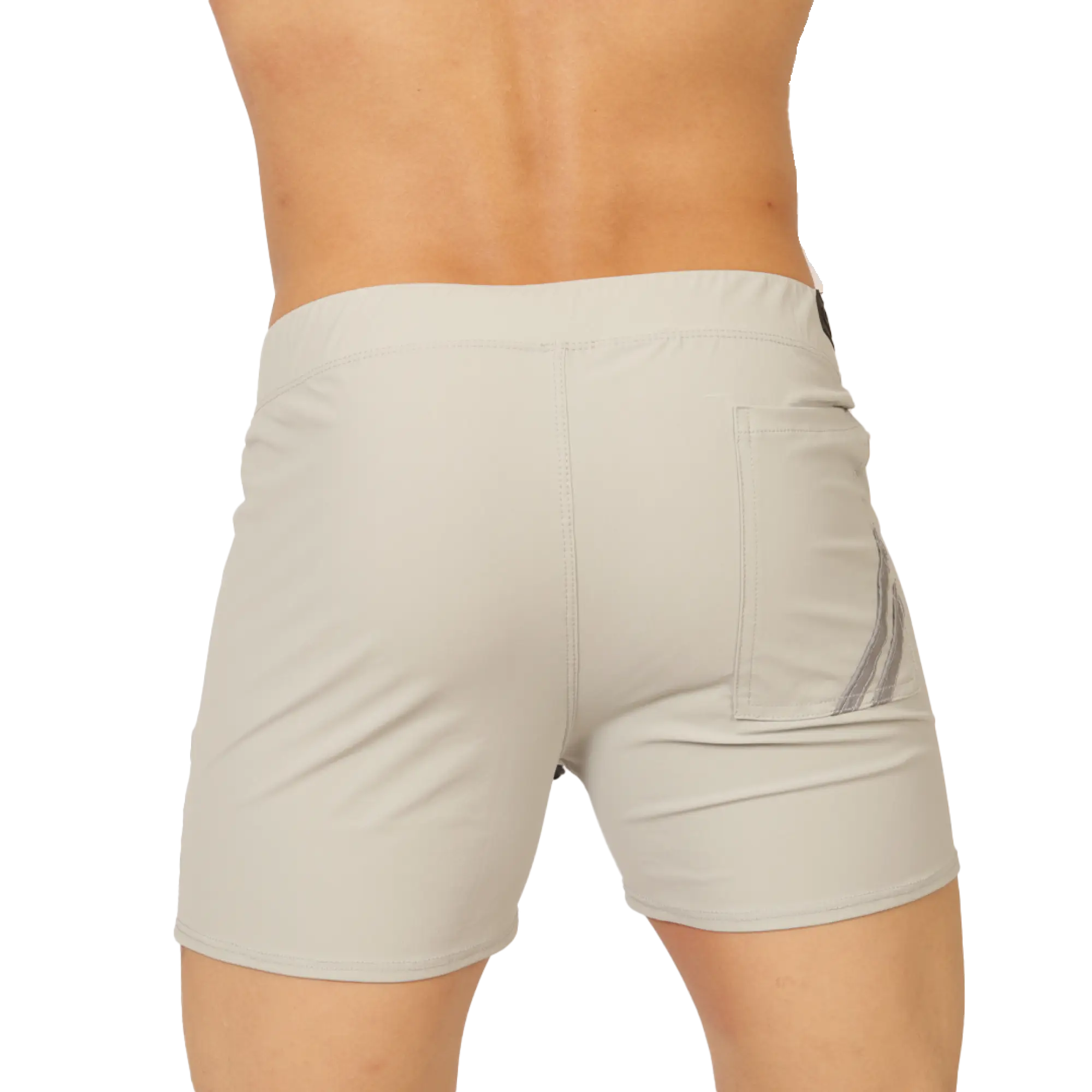 Beige gigo club gray short athletic shorts with sleek form-fitting design and subtle gray side stripes