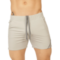 Gigo Club gray light gray athletic shorts with matching drawstring and subtle side stripes for active wear