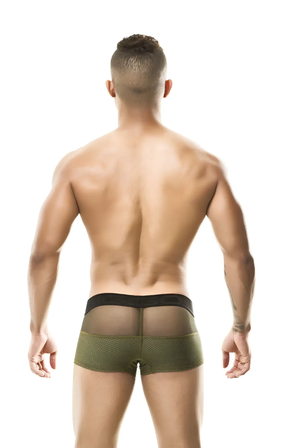 Olive green mesh briefs with black elastic waistband from gigo combo green boxer underwear g02177 size s